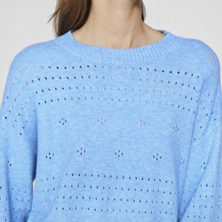 VIRIL L/S O-NECK POINTELLE KNIT TOP